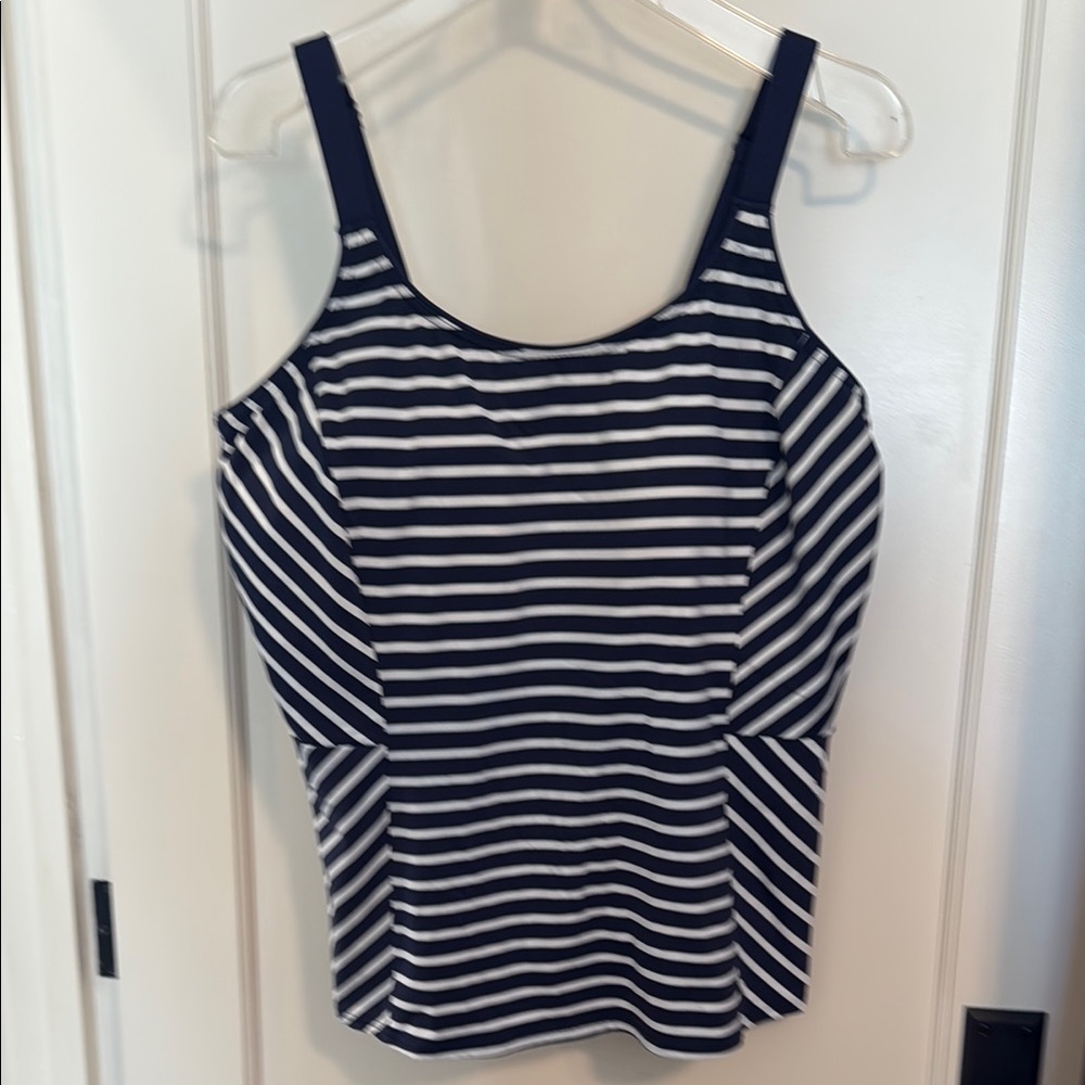 Lands End Navy Striped Tankini Swim Top